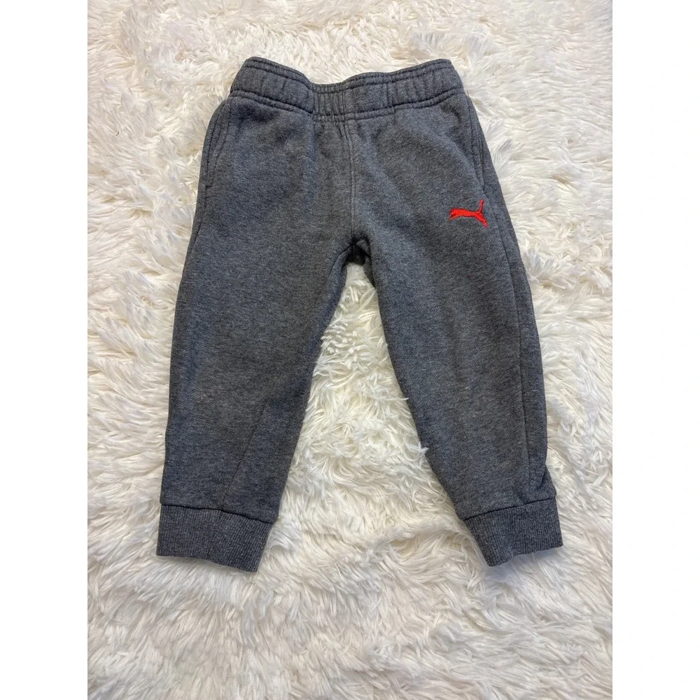 Puma Kids 3 Piece Set Sherpa Fleece Vest Red Long Sleeve Shirt Grey Joggers 3T